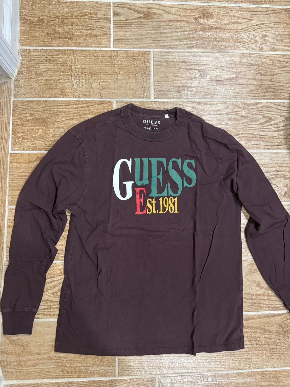 Guess long sleeve brown shirt